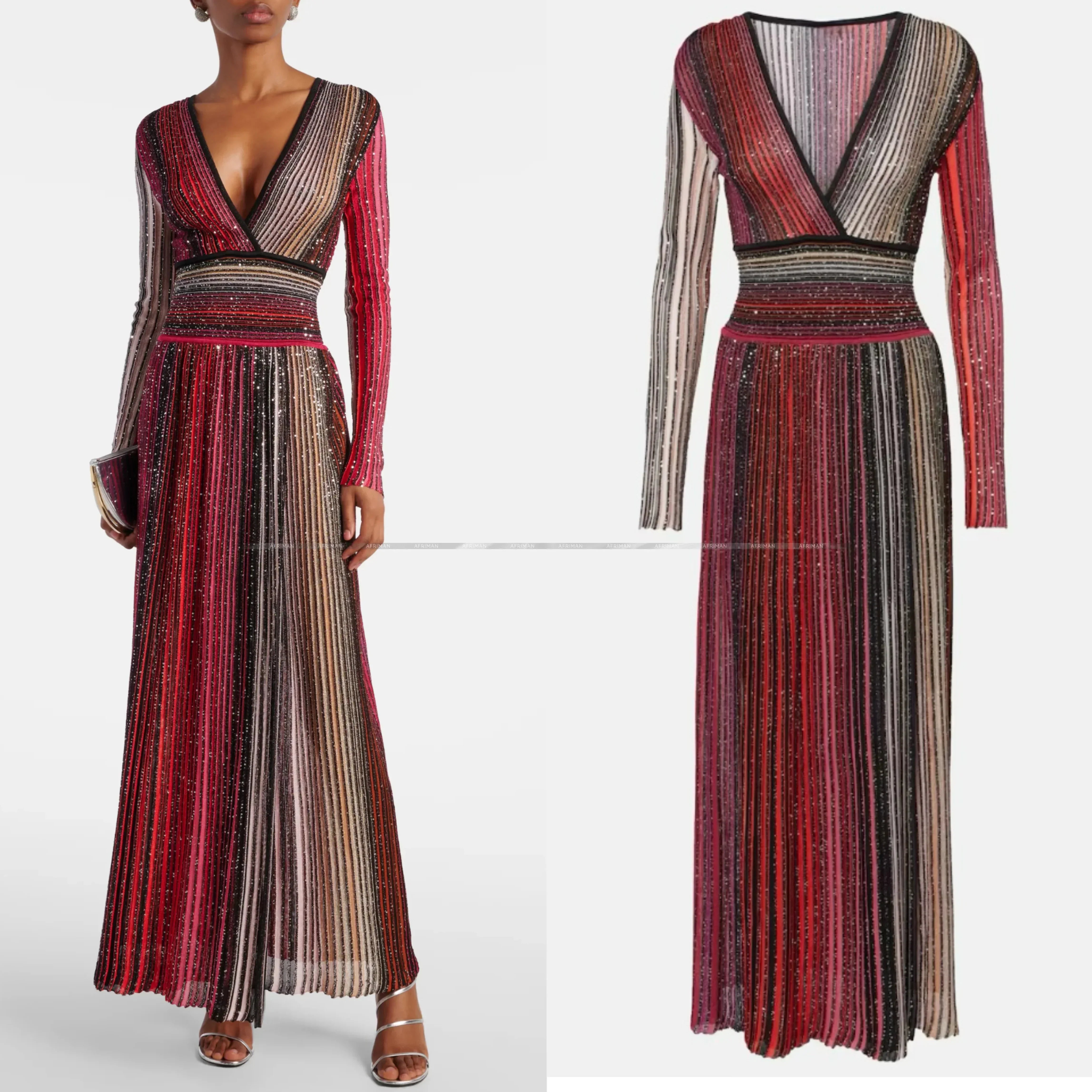 Sukienka na wesele z cekinami, dekoltem w szpic i plisowanym paskiem, 4 kolory 0