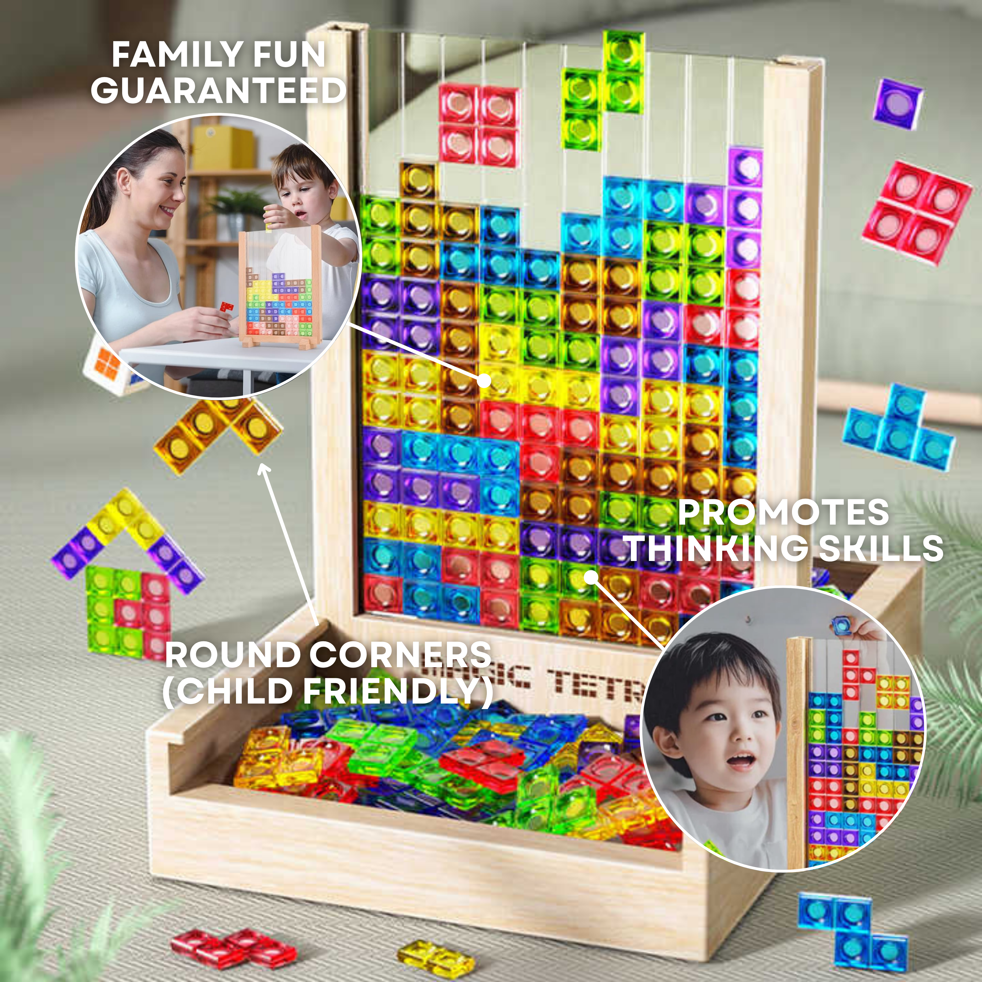Ecoblock – Houten Tetris-bord educatief & duurzaam – voor alle leeftijden