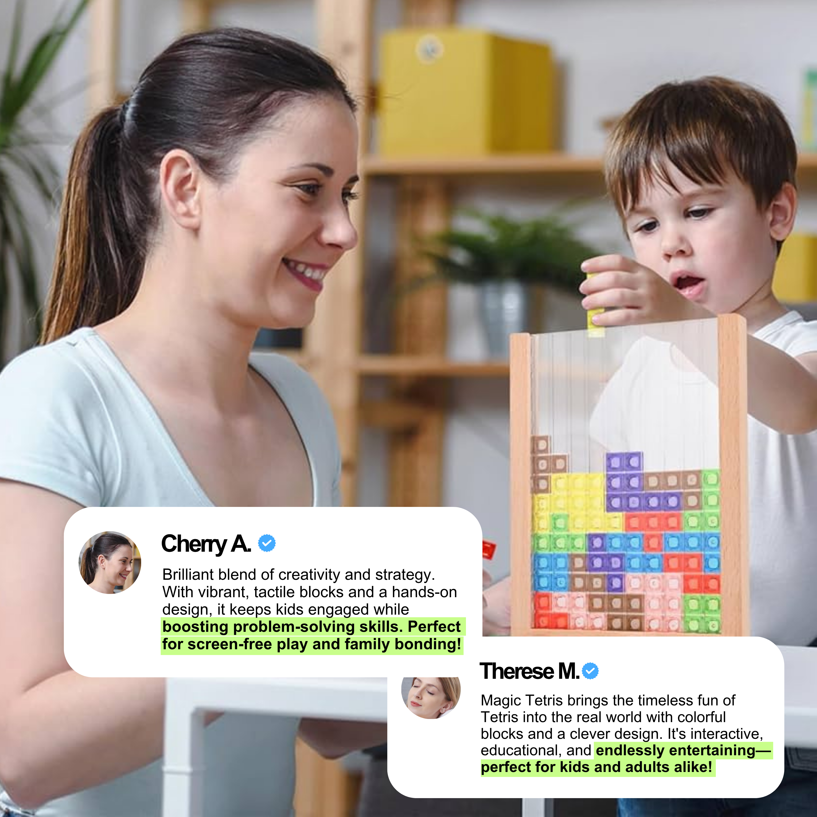 Ecoblock – Houten Tetris-bord educatief & duurzaam – voor alle leeftijden