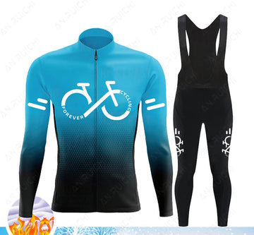 Cyclovar Fleece Wielrenset Heren – Thermische Winterset met Winddichte 5D Siliconen Pad & UV-Bescherming
