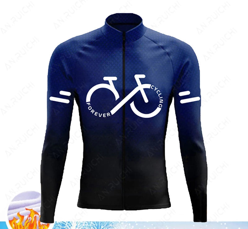 Cyclovar Fleece Wielrenset Heren – Thermische Winterset met Winddichte 5D Siliconen Pad & UV-Bescherming