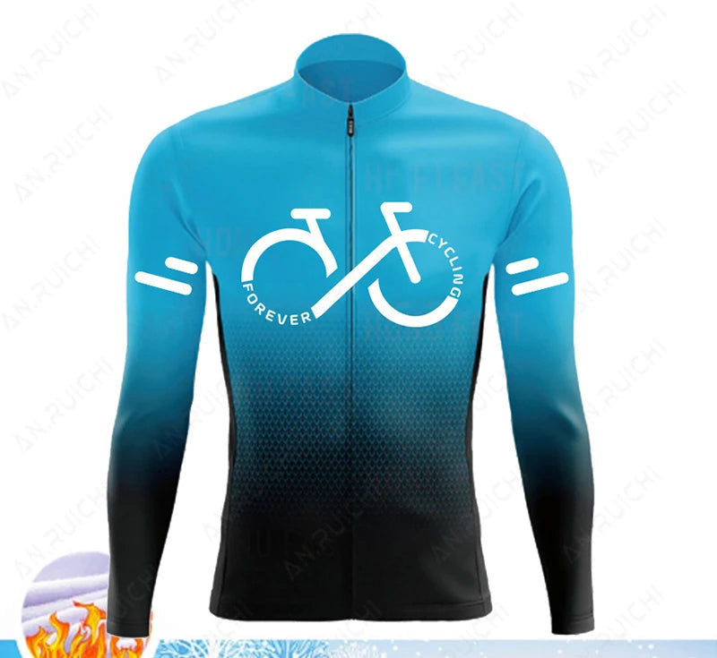 Cyclovar Fleece Wielrenset Heren – Thermische Winterset met Winddichte 5D Siliconen Pad & UV-Bescherming