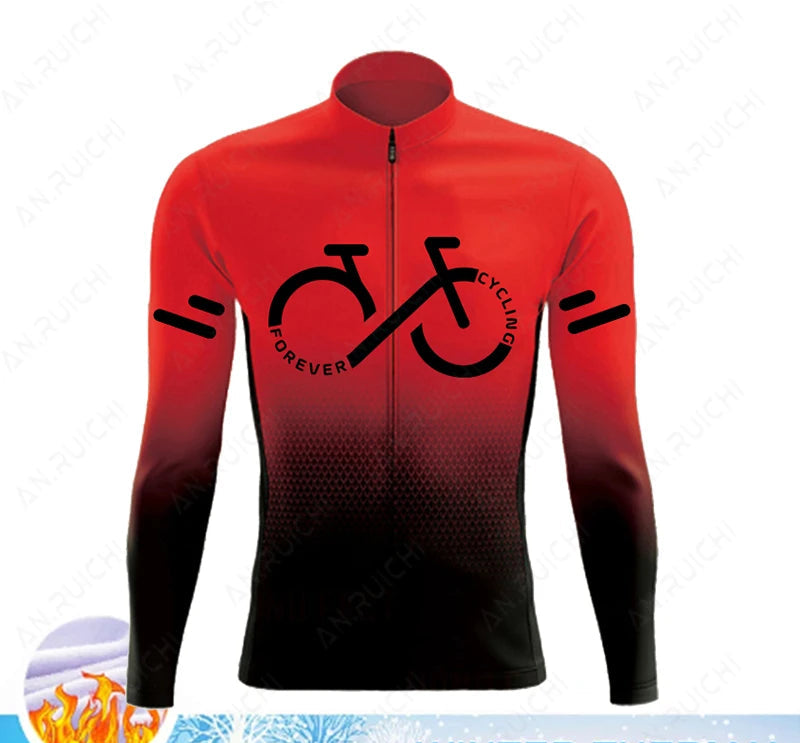 Cyclovar Fleece Wielrenset Heren – Thermische Winterset met Winddichte 5D Siliconen Pad & UV-Bescherming