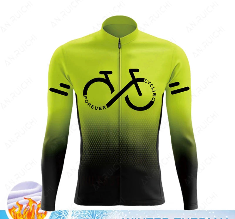 Cyclovar Fleece Wielrenset Heren – Thermische Winterset met Winddichte 5D Siliconen Pad & UV-Bescherming