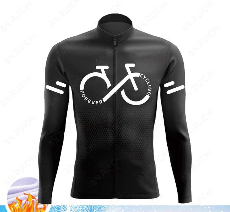 Cyclovar Fleece Wielrenset Heren – Thermische Winterset met Winddichte 5D Siliconen Pad & UV-Bescherming