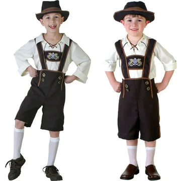 BavariaKids – Kinder klederdracht-set met lederhosen & hoed – Voor Oktoberfest