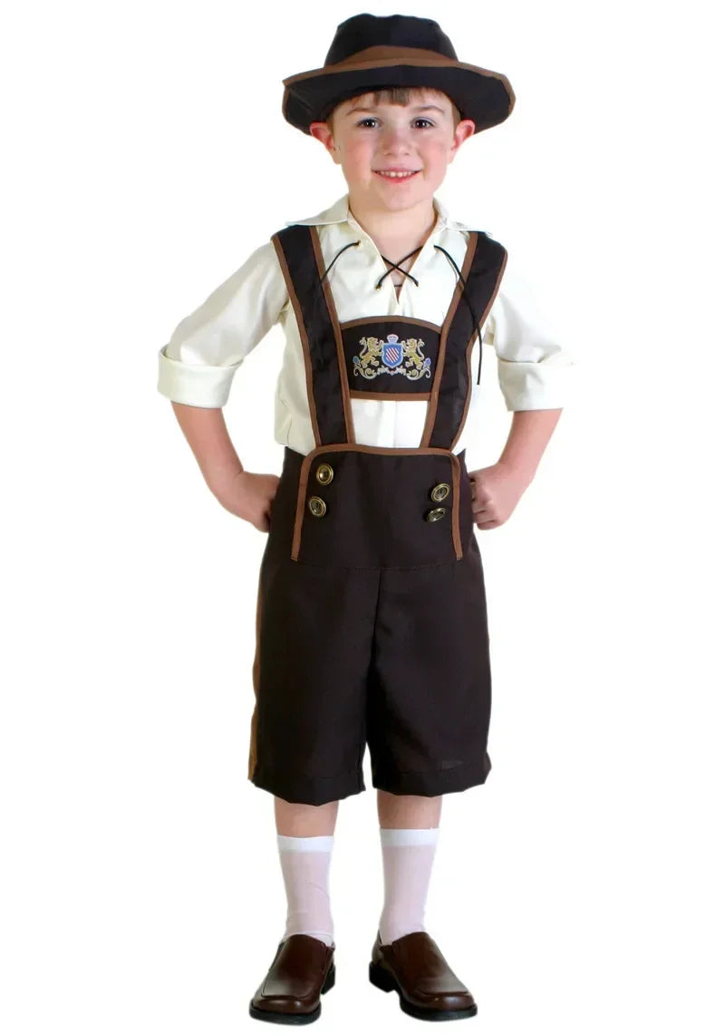 BavariaKids – Kinder klederdracht-set met lederhosen & hoed – Voor Oktoberfest