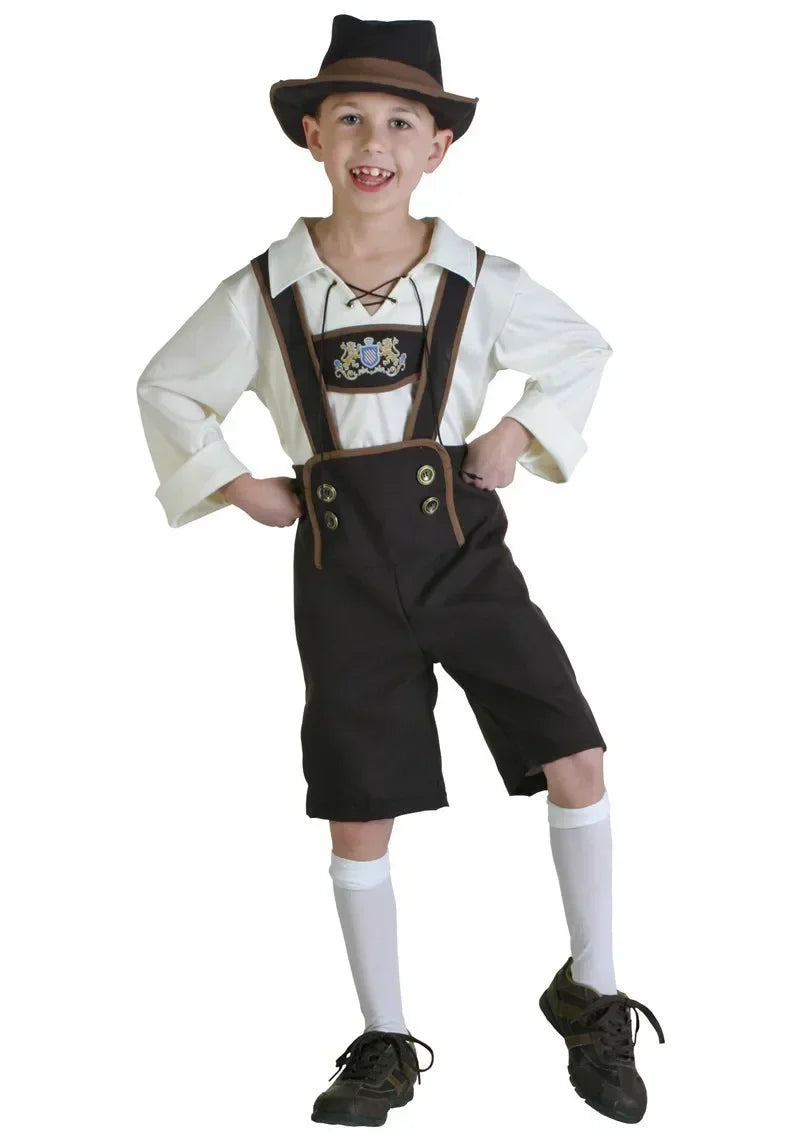 BavariaKids – Kinder klederdracht-set met lederhosen & hoed – Voor Oktoberfest