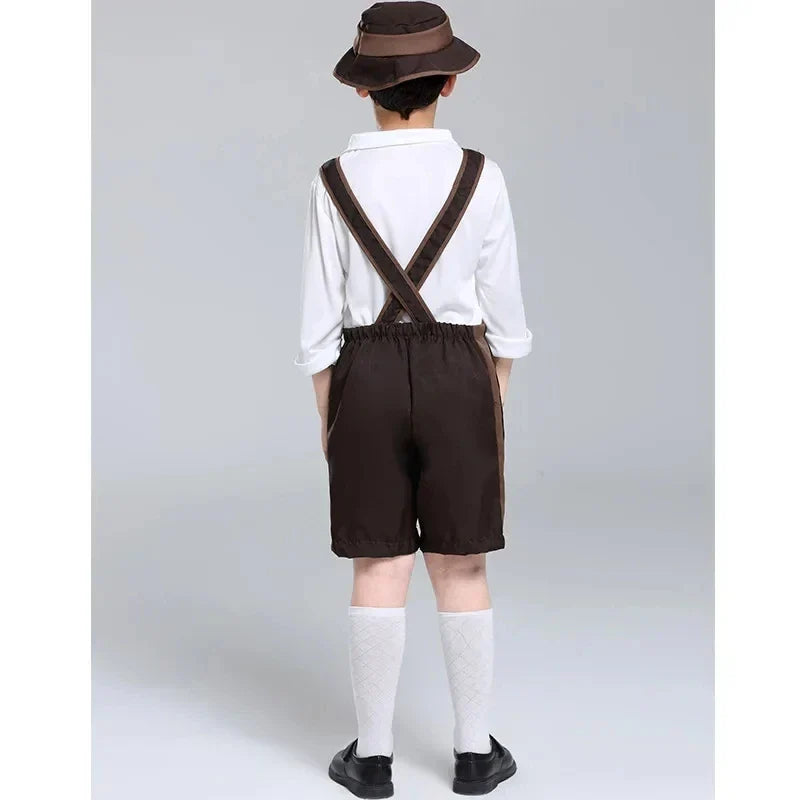 BavariaKids – Kinder klederdracht-set met lederhosen & hoed – Voor Oktoberfest