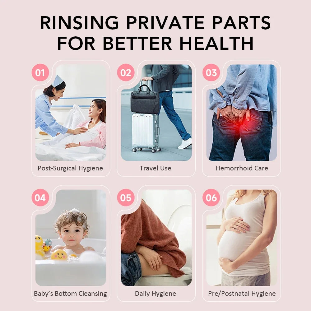 Tragbares Reise-Bidet mit 120 ml Wassertank, IPX7 wasserdicht, für Hygiene unterwegs 5