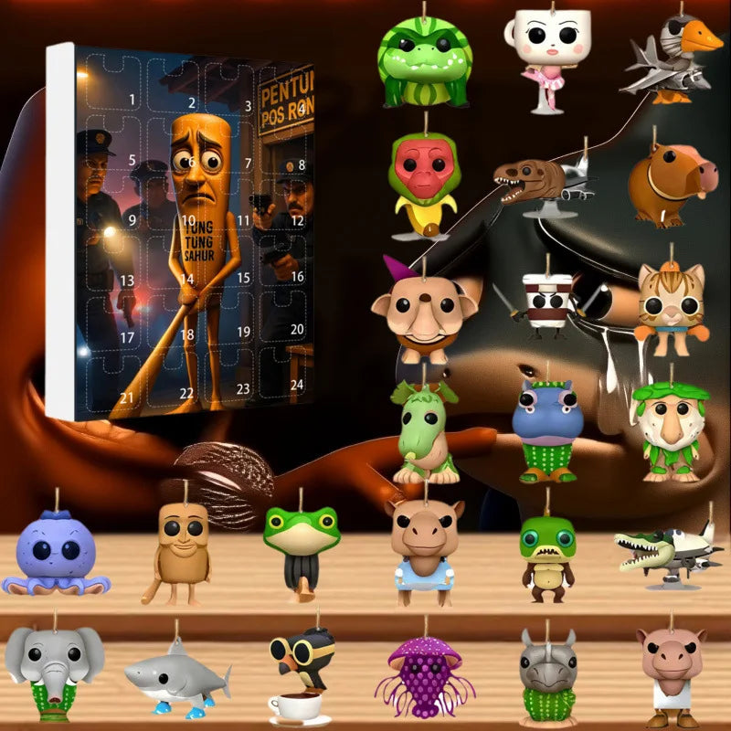 Tung Sahur Advent Calendar with 24 Acrylic Figures for Decoration and Collection