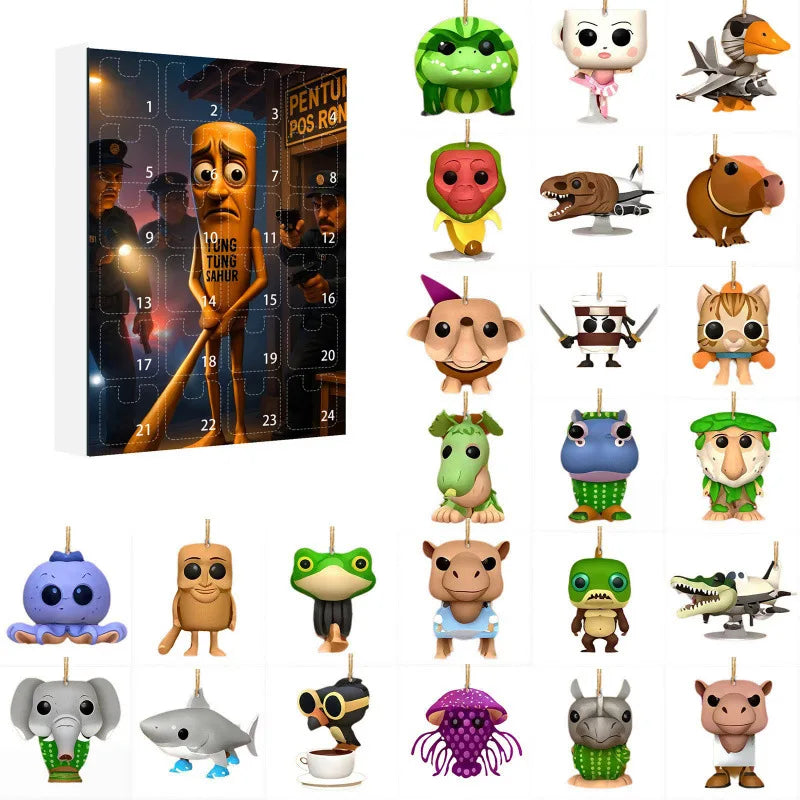 Tung Sahur Advent Calendar with 24 Acrylic Figures for Decoration and Collection