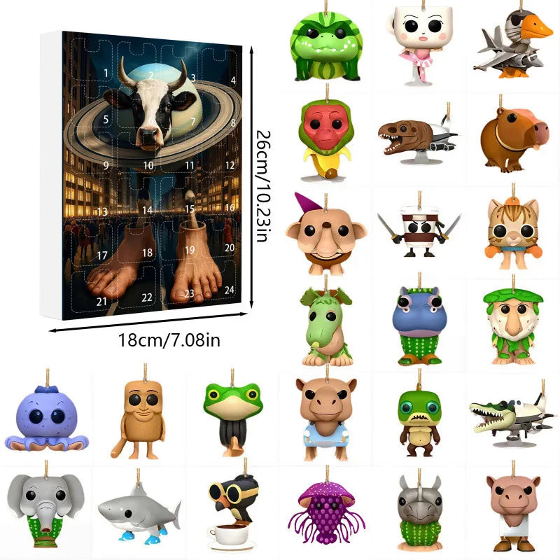 Tung Sahur Advent Calendar with 24 Acrylic Figures for Decoration and Collection