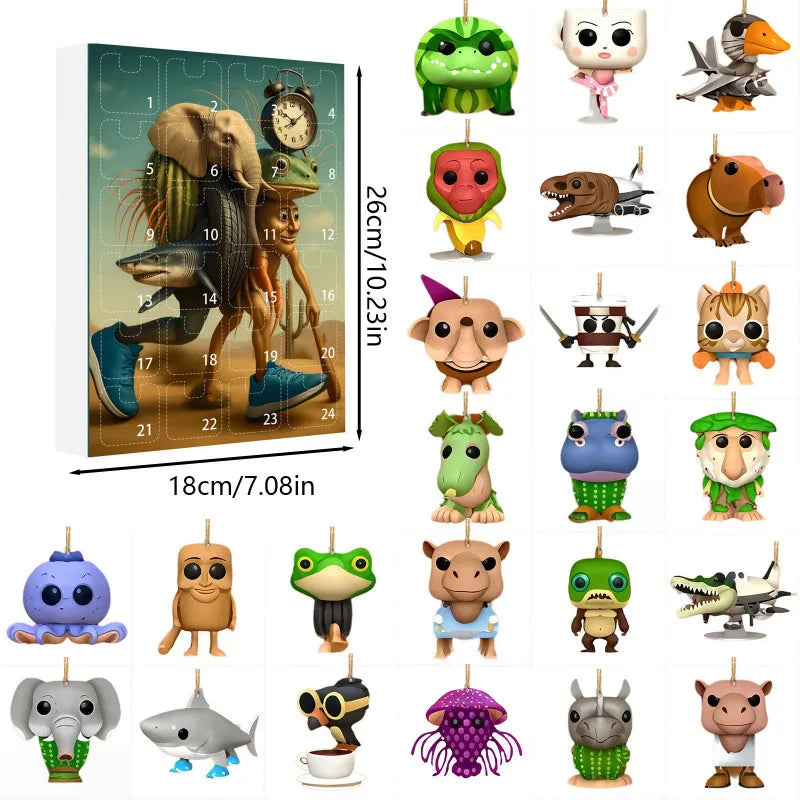 Tung Sahur Advent Calendar with 24 Acrylic Figures for Decoration and Collection