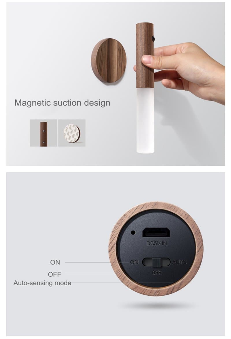 Movario – USB Wandleuchte Akku dimmbar mit Bewegungssensor