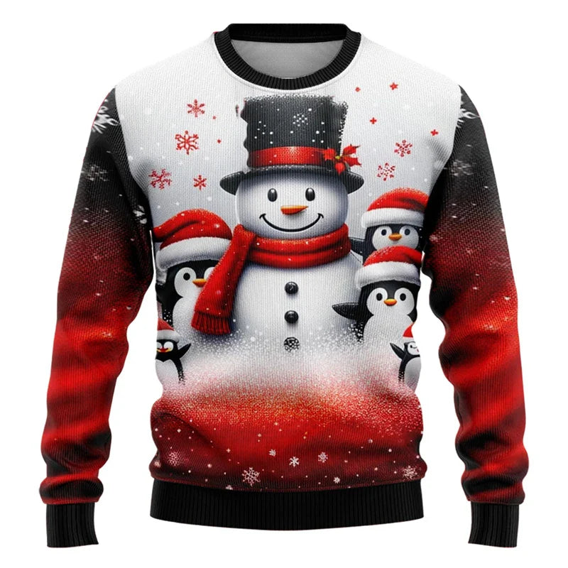 Unisex 3D Kersttrui met Sneeuwman en Kerstman - Foute Kersttrui voor Dames en Heren 2