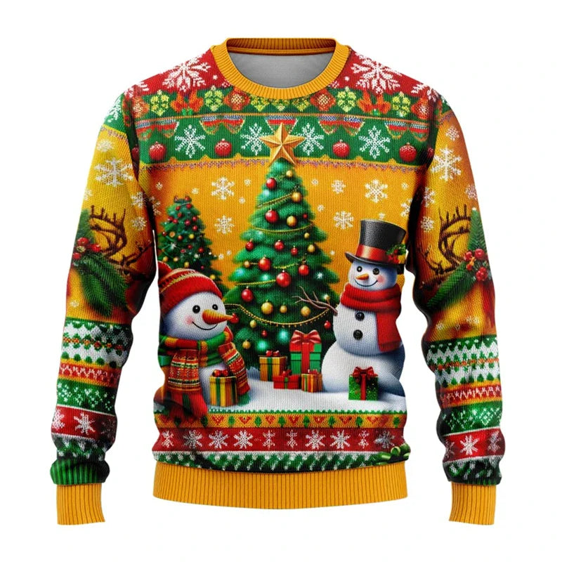 Unisex 3D Kersttrui met Sneeuwman en Kerstman - Foute Kersttrui voor Dames en Heren 4