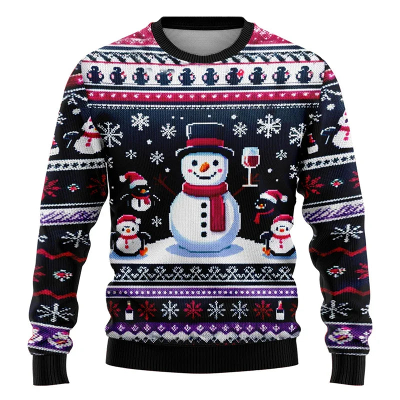 Unisex 3D Kersttrui met Sneeuwman en Kerstman - Foute Kersttrui voor Dames en Heren 9