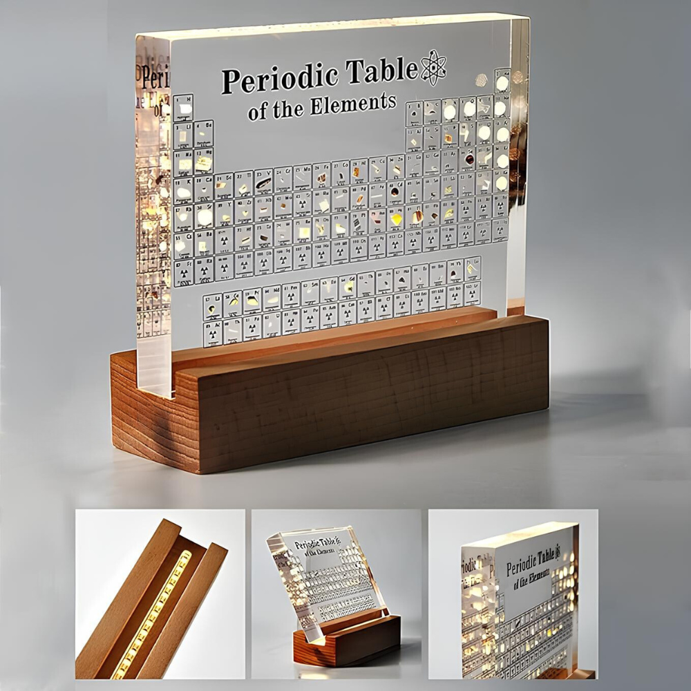 Elementa – Illuminated periodic table acrylic with 83 real elements
