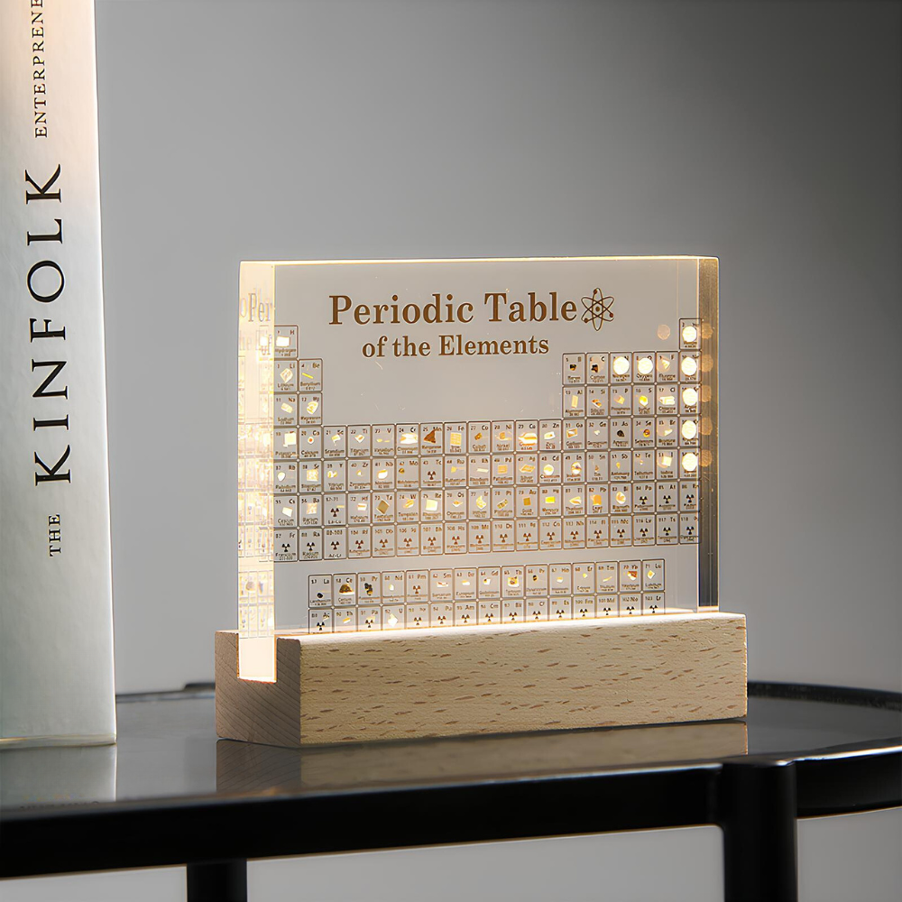 Elementa – Illuminated periodic table acrylic with 83 real elements