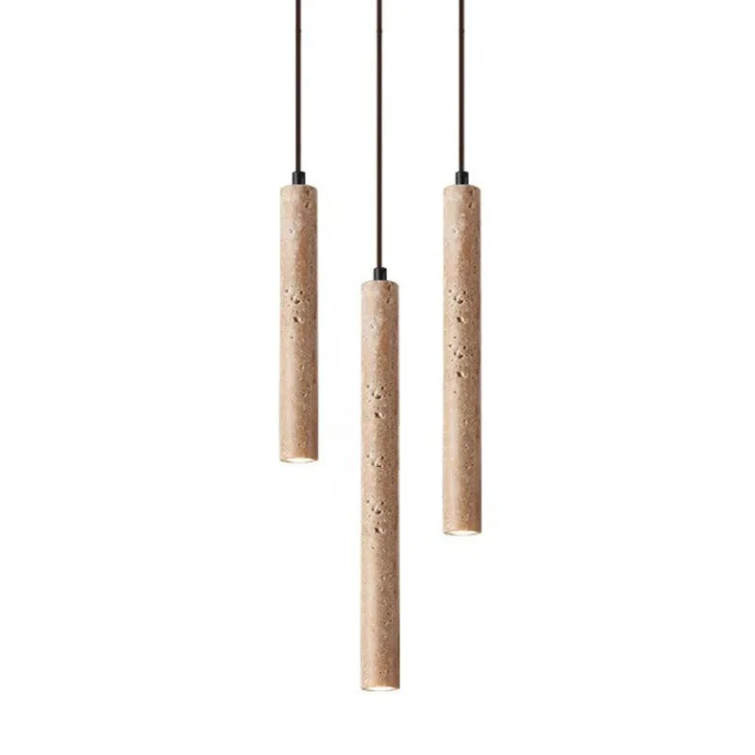 Aurevia – Travertine LED Chandelier in Minimalist Wabi-Sabi Style