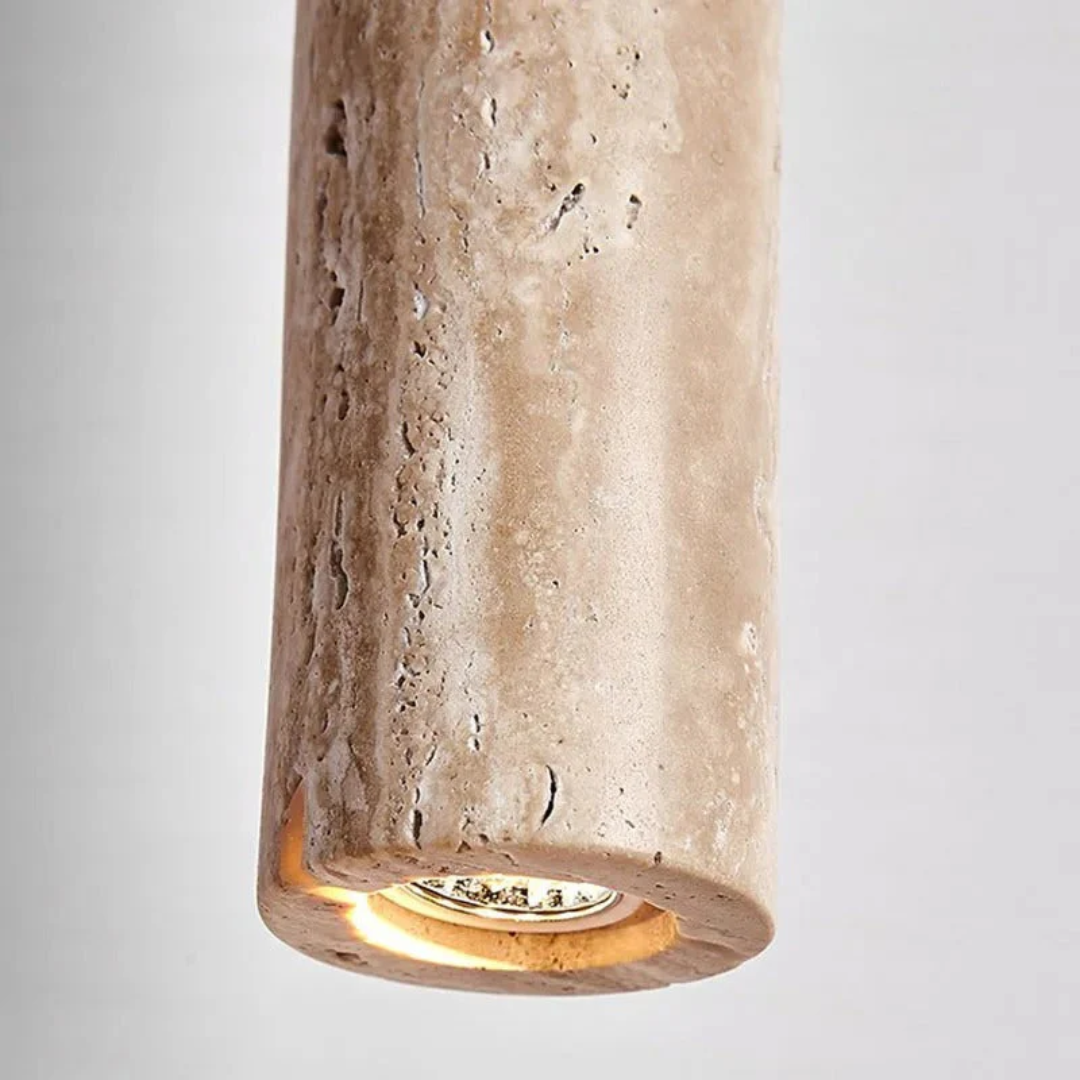 Aurevia – Travertine LED Chandelier in Minimalist Wabi-Sabi Style