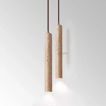 Aurevia – Travertine LED Chandelier in Minimalist Wabi-Sabi Style