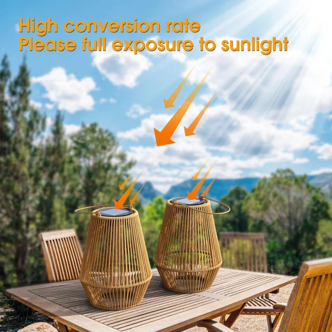 SunWeave – Handgemaakte waterdichte tuinlantaarn op zonne-energie