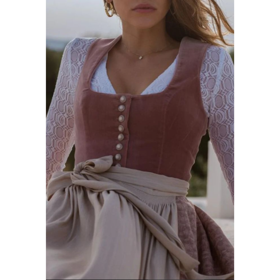 Alpenglanz – Midi Traditional Dress with Lace & Embroidery – Festive & Wiesn-ready