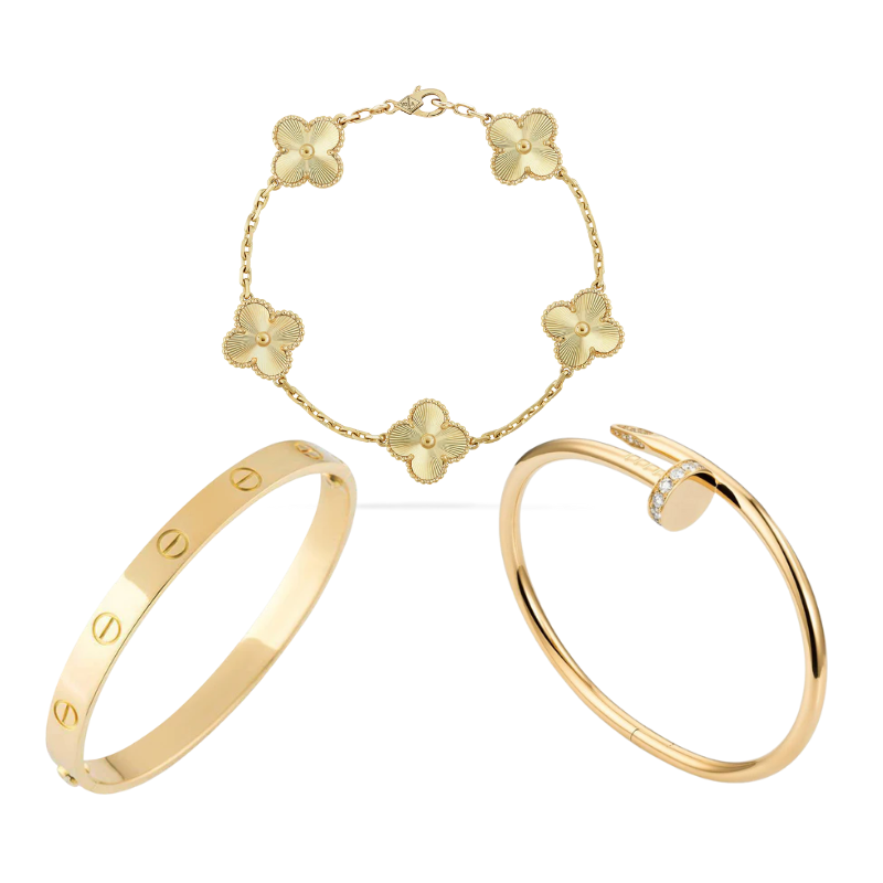 Hermione – Armbandenset wit 18K verguld staal – modern & stapelbaar design