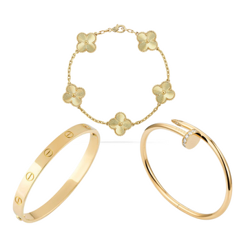 Hermione – Armbandenset wit 18K verguld staal – modern & stapelbaar design