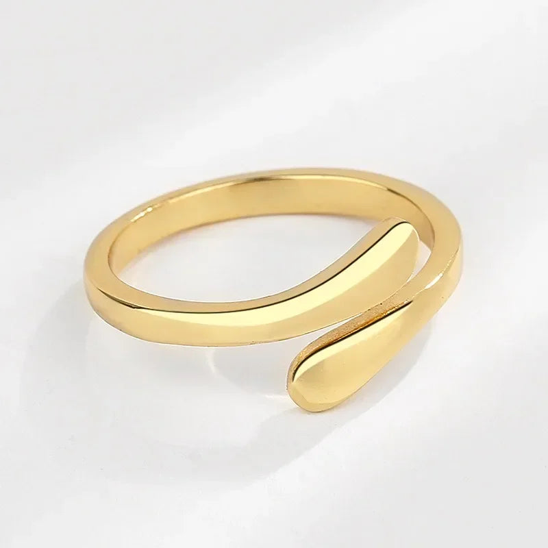 Anillos de abrazo geométricos ajustables de acero inoxidable para mujeres - plata