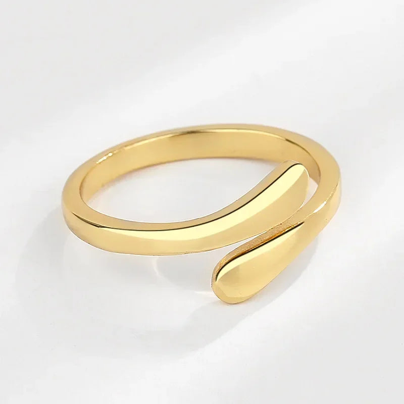 Anillos de abrazo geométricos ajustables de acero inoxidable para mujeres - plata