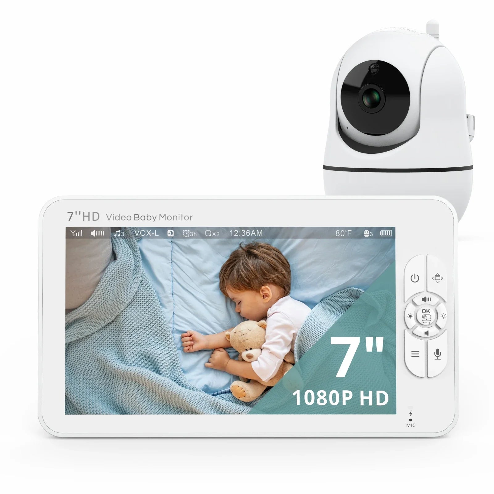 Video Babyfoon met Camera 7 HD, 1000ft Bereik, Nachtzicht en 24 Uur Batterij