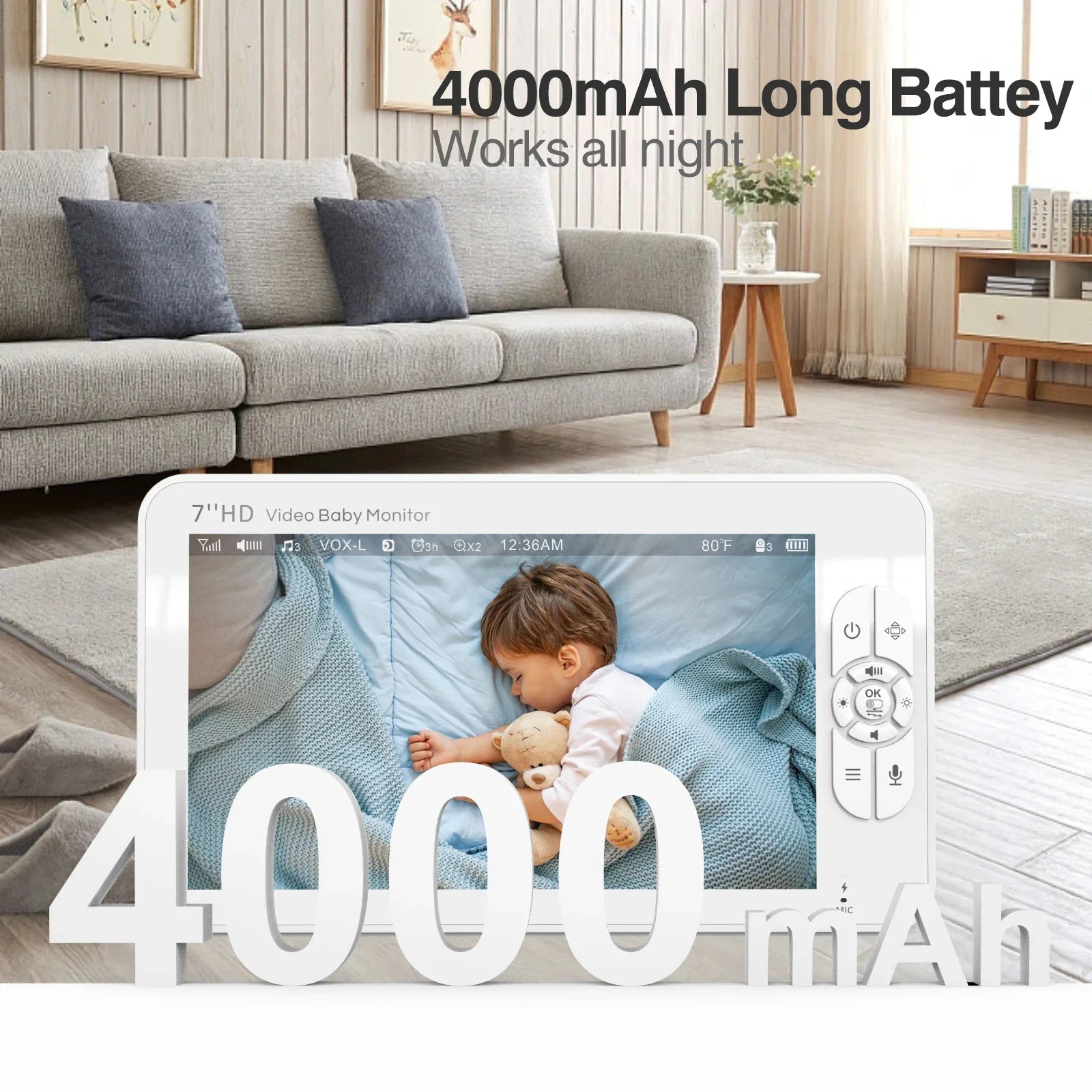 Video Babyfoon met Camera 7 HD, 1000ft Bereik, Nachtzicht en 24 Uur Batterij