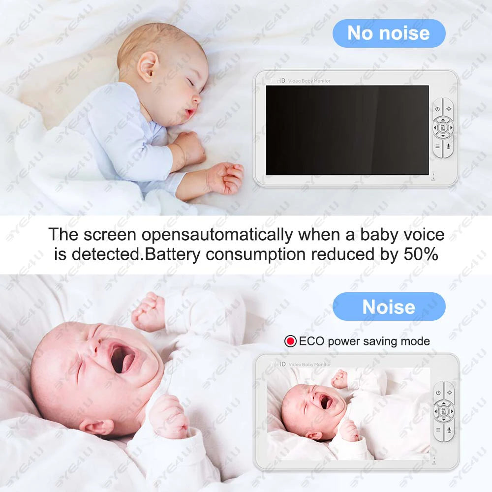 Video Babyfoon met Camera, 5 Inch HD Scherm, Nachtzicht en Temperatuur Sensor