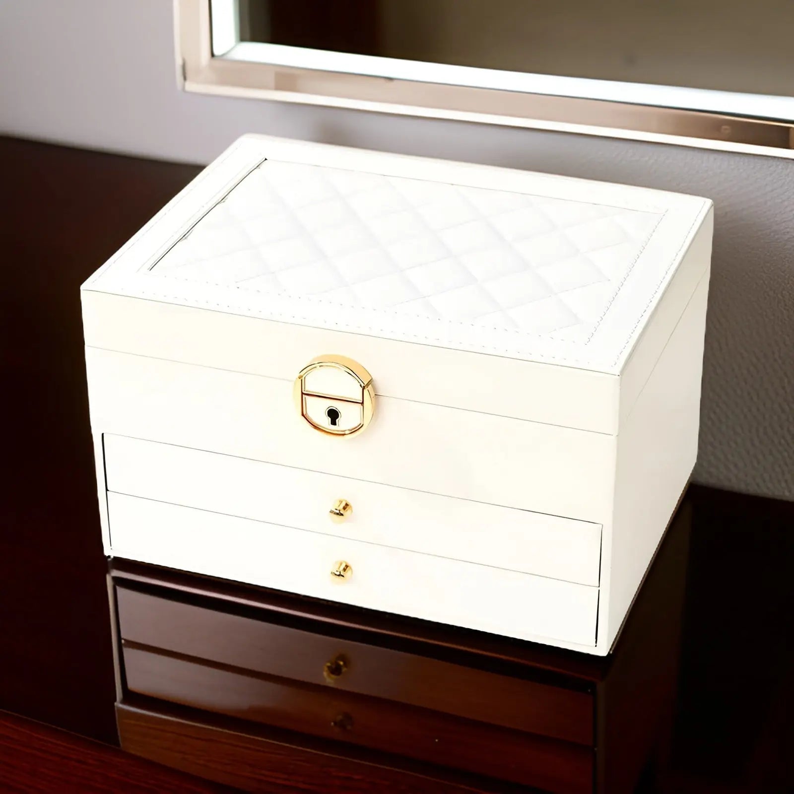 EleganceBox – Luxe meerlaagse sieradendoos van PU-leer