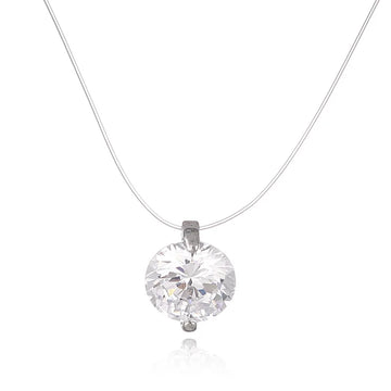 Collar de mujer con cristal de circón y línea de pesca invisible