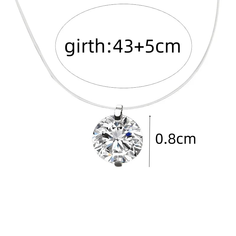 Collar de mujer con cristal de circón y línea de pesca invisible