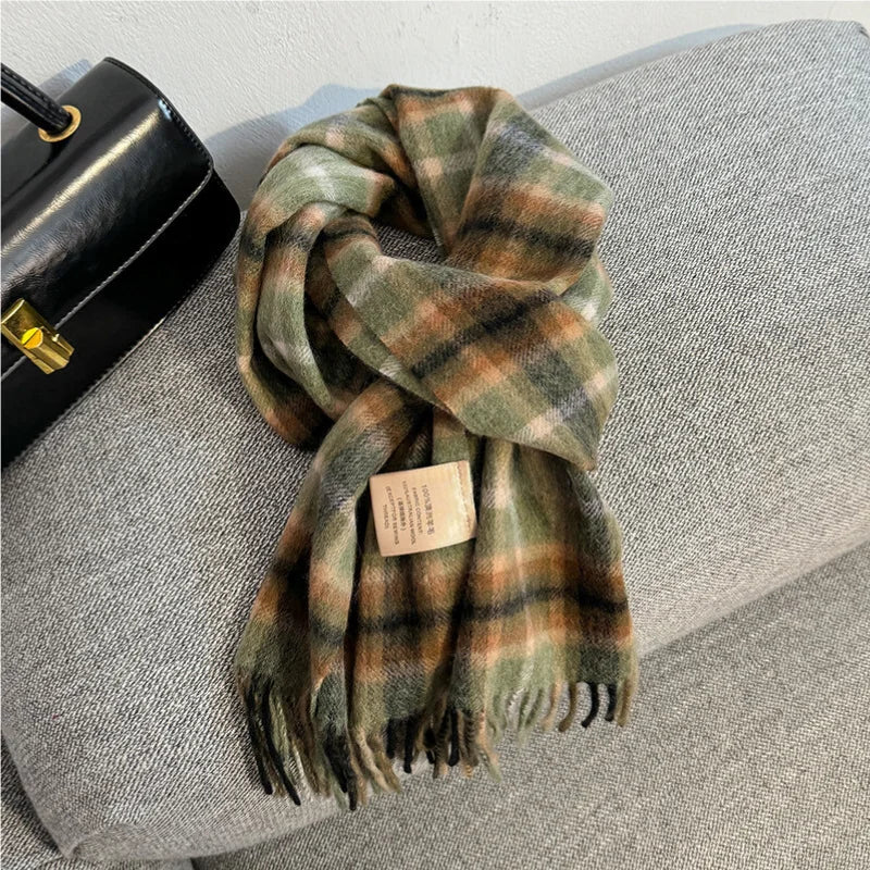 Wolvéra Dames Sjaal – 100% Wol met Dambordpatroon, Warm & Luxe voor de Winter