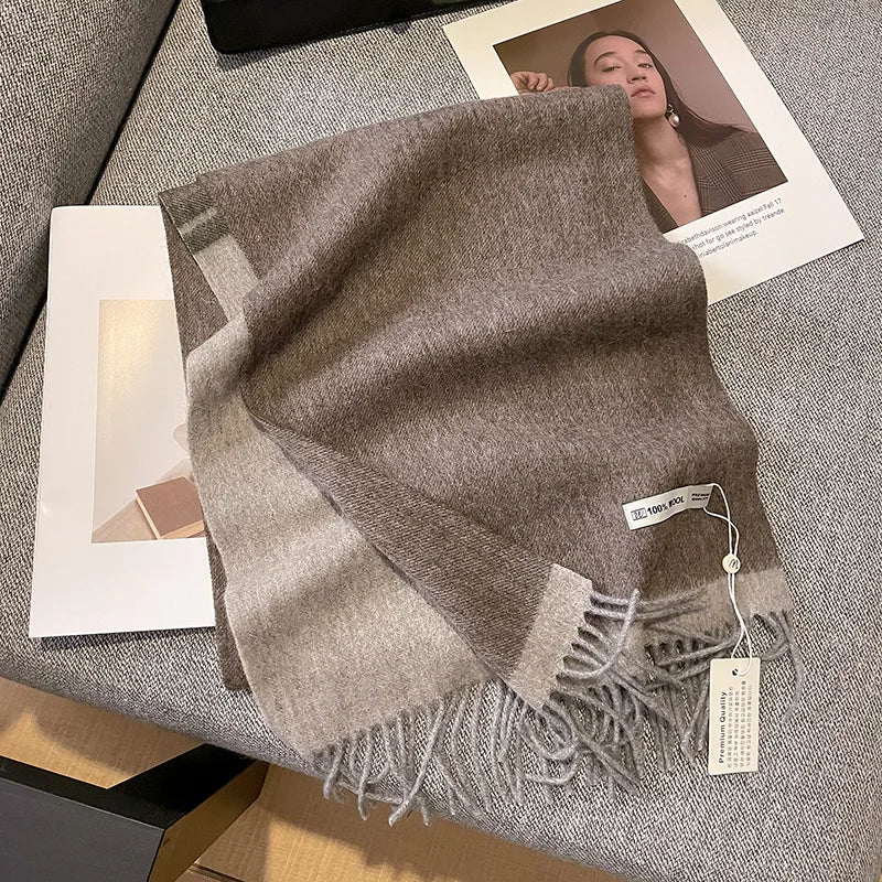Wolvéra Dames Sjaal – 100% Wol met Dambordpatroon, Warm & Luxe voor de Winter