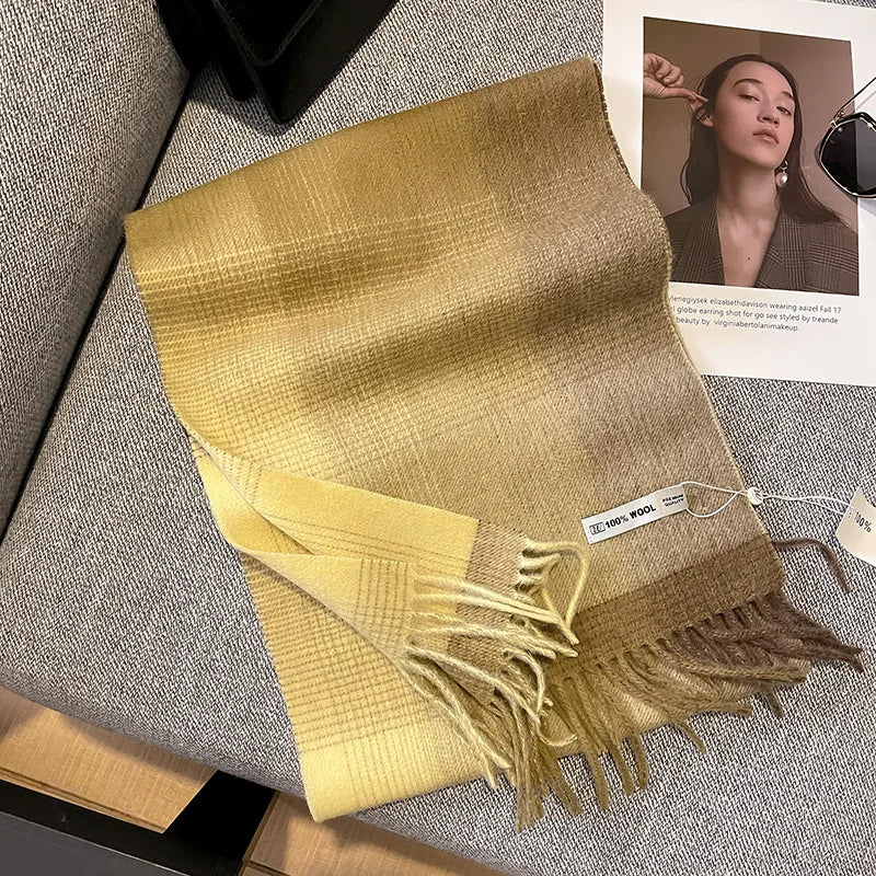 Wolvéra Dames Sjaal – 100% Wol met Dambordpatroon, Warm & Luxe voor de Winter