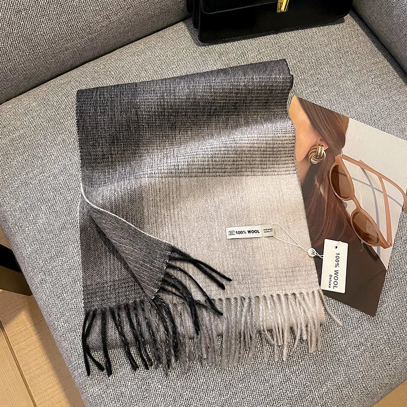 Wolvéra Dames Sjaal – 100% Wol met Dambordpatroon, Warm & Luxe voor de Winter