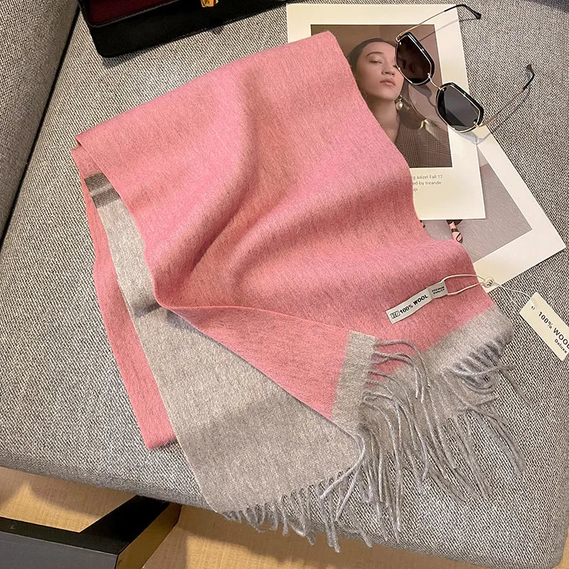 Wolvéra Dames Sjaal – 100% Wol met Dambordpatroon, Warm & Luxe voor de Winter