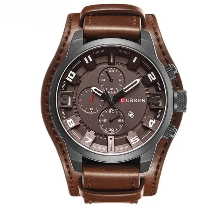 Montaro Herenchronograaf – Quartz Horloge met Leren Band & Stopwatch