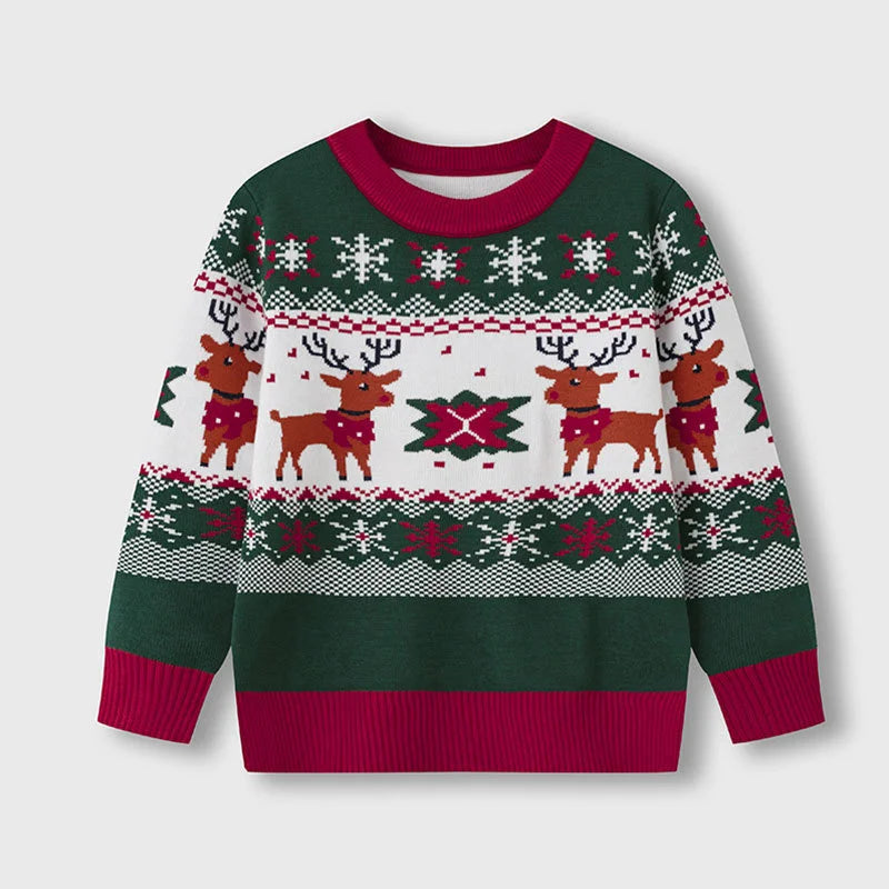 Warme Gebreide Kersttrui voor Kinderen met Hertenprint, Unisex, Maten 2-6 Jaar 0