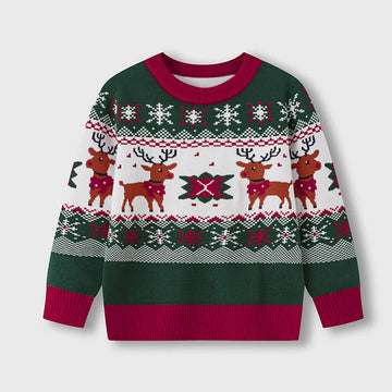 Warme Gebreide Kersttrui voor Kinderen met Hertenprint, Unisex, Maten 2-6 Jaar 0
