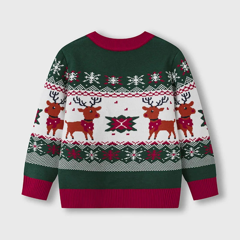 Warme Gebreide Kersttrui voor Kinderen met Hertenprint, Unisex, Maten 2-6 Jaar 1