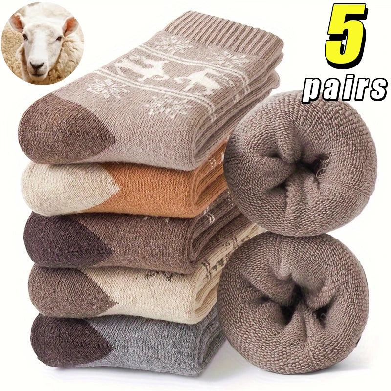 Warme Winterwollen Sokken voor Dames - 5 Paar voor Buitenactiviteiten, EU 36-42 0