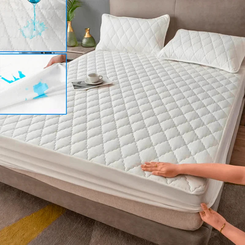 SleepSure – Cubierta de colchón impermeable con banda elástica – Gris/Blanco